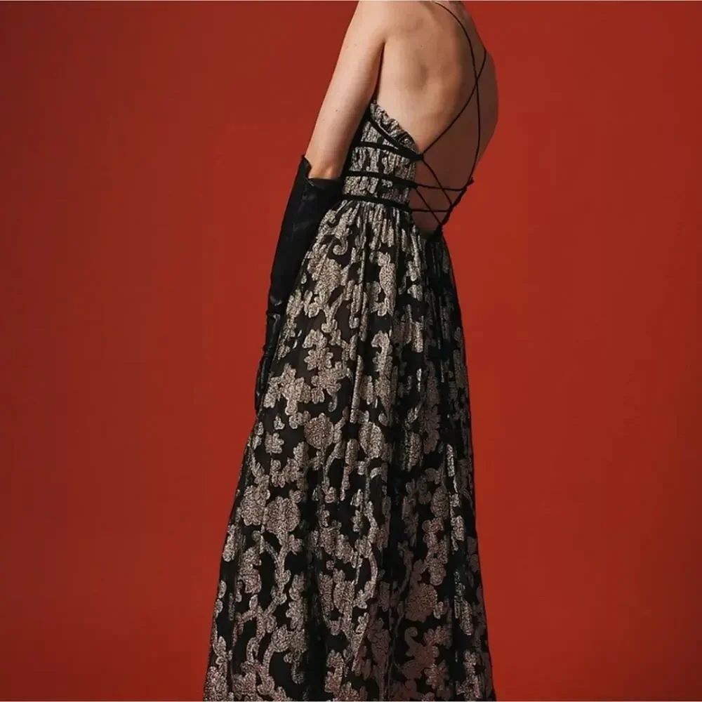 Free People $228 Metallic Maxi Dress - Picture 7 of 9